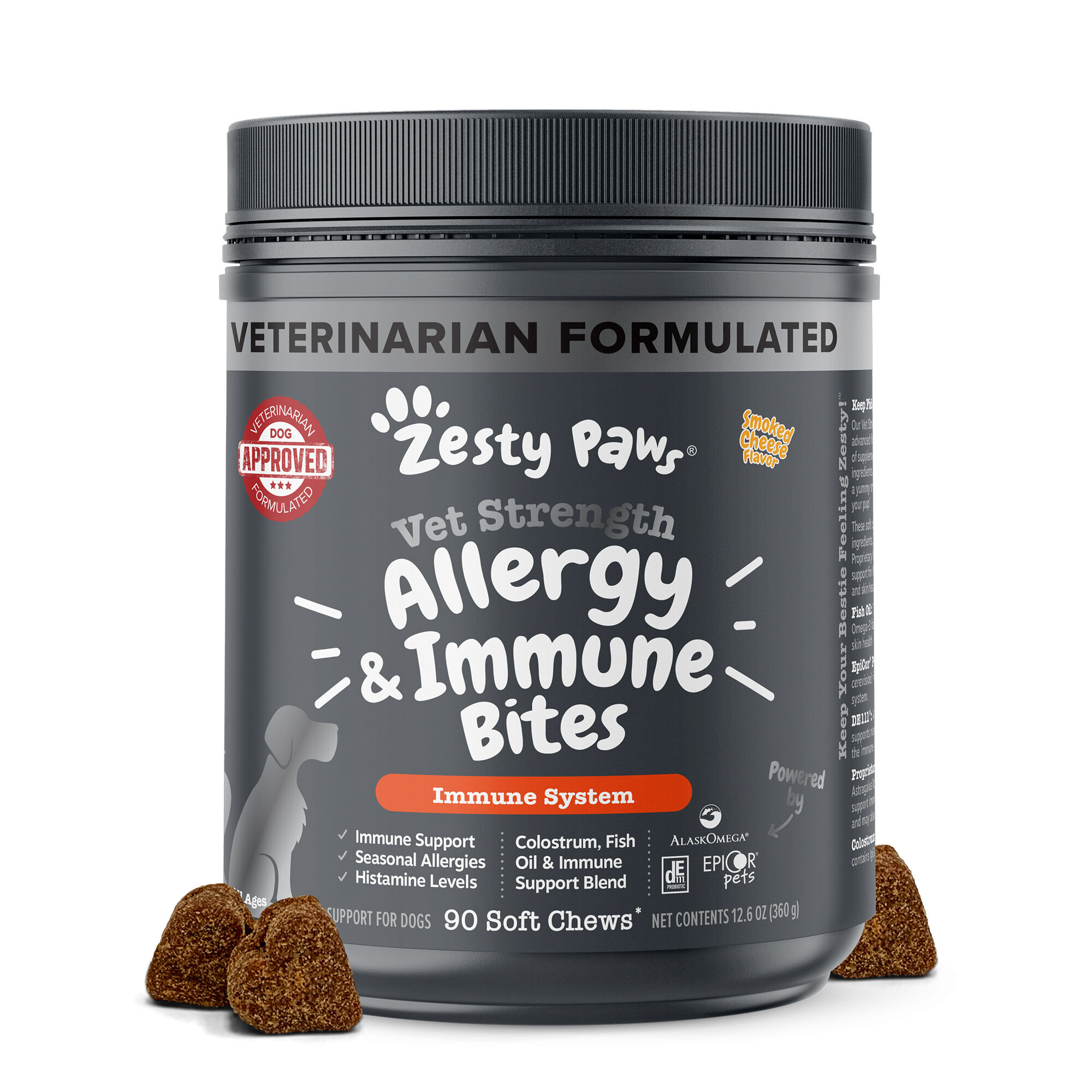 Zesty Paws Vet Strength Allergy & Immune Supplement Smoked Cheese Flavored Soft Chew Bites for Dogs -  90 count product detail number 1.0