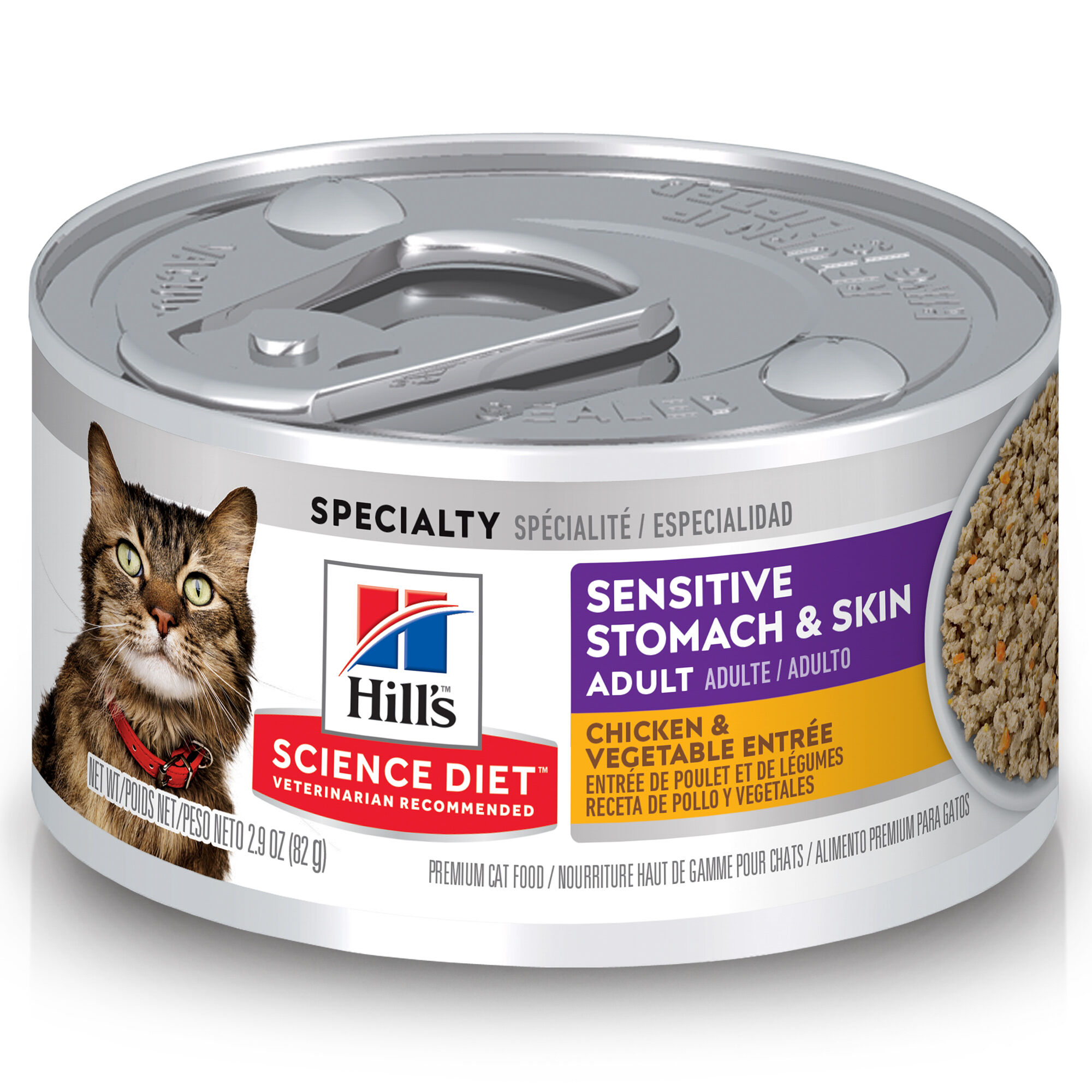 Hill's Science Diet Sensitive Stomach & Skin Chicken & Vegetable Entree Wet Cat Food - 2.9 oz Cans - Case of 24 product detail number 1.0