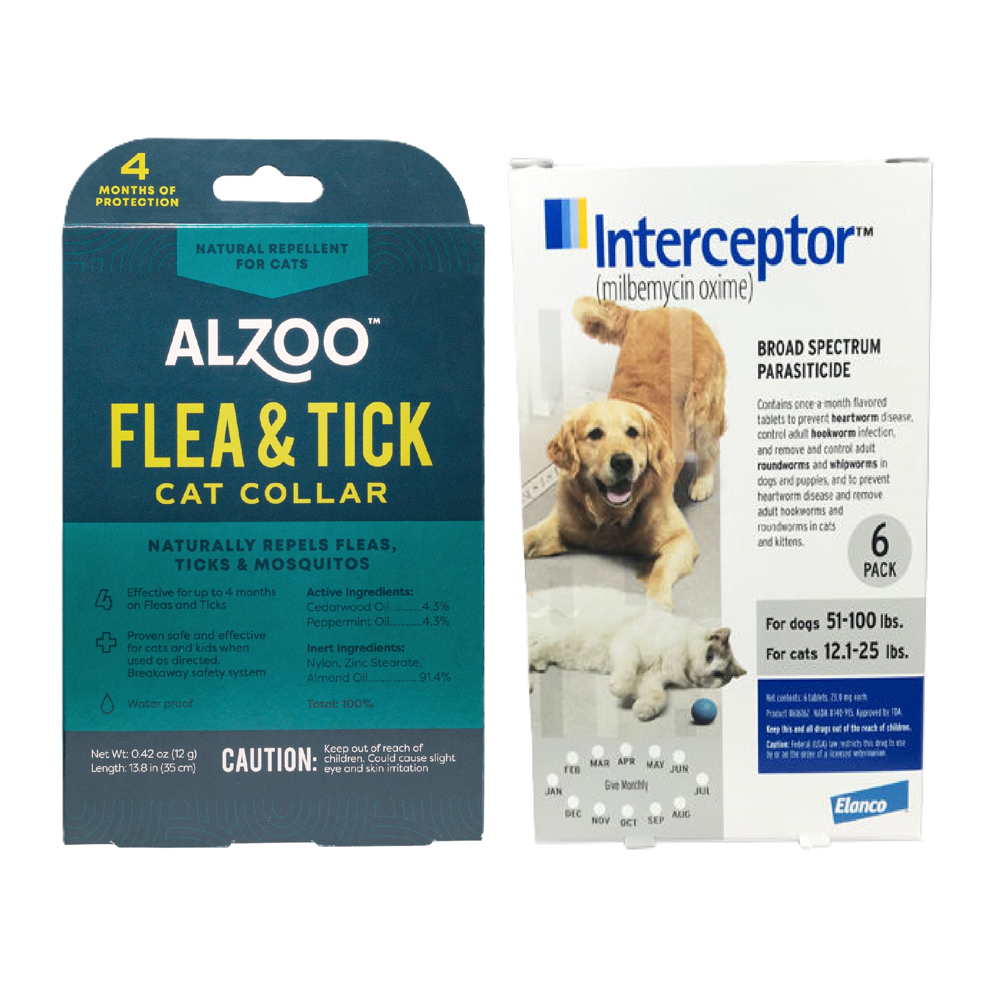 Bundle: Alzoo Plant Based Collar + Interceptor - Flea, Tick, & Heartworm Prevention Bundle for Cats-product-tile