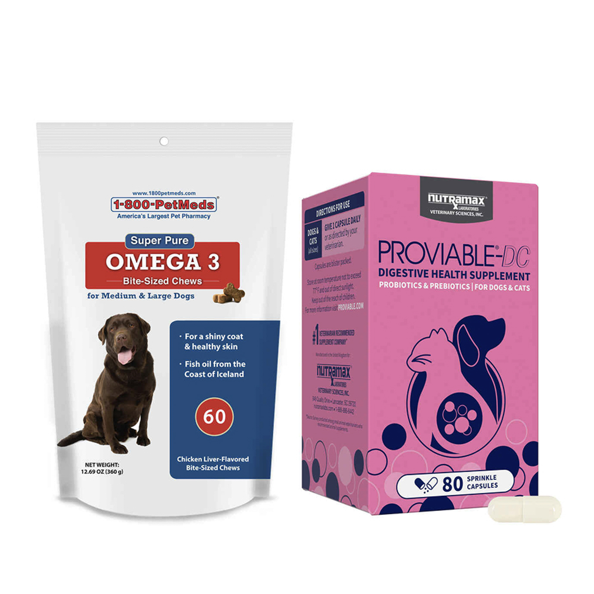 Bundle: Nutramax + Super Pure Omega-3 -  Digestive & Skin Support Bundle for Dogs and Cats-product-tile
