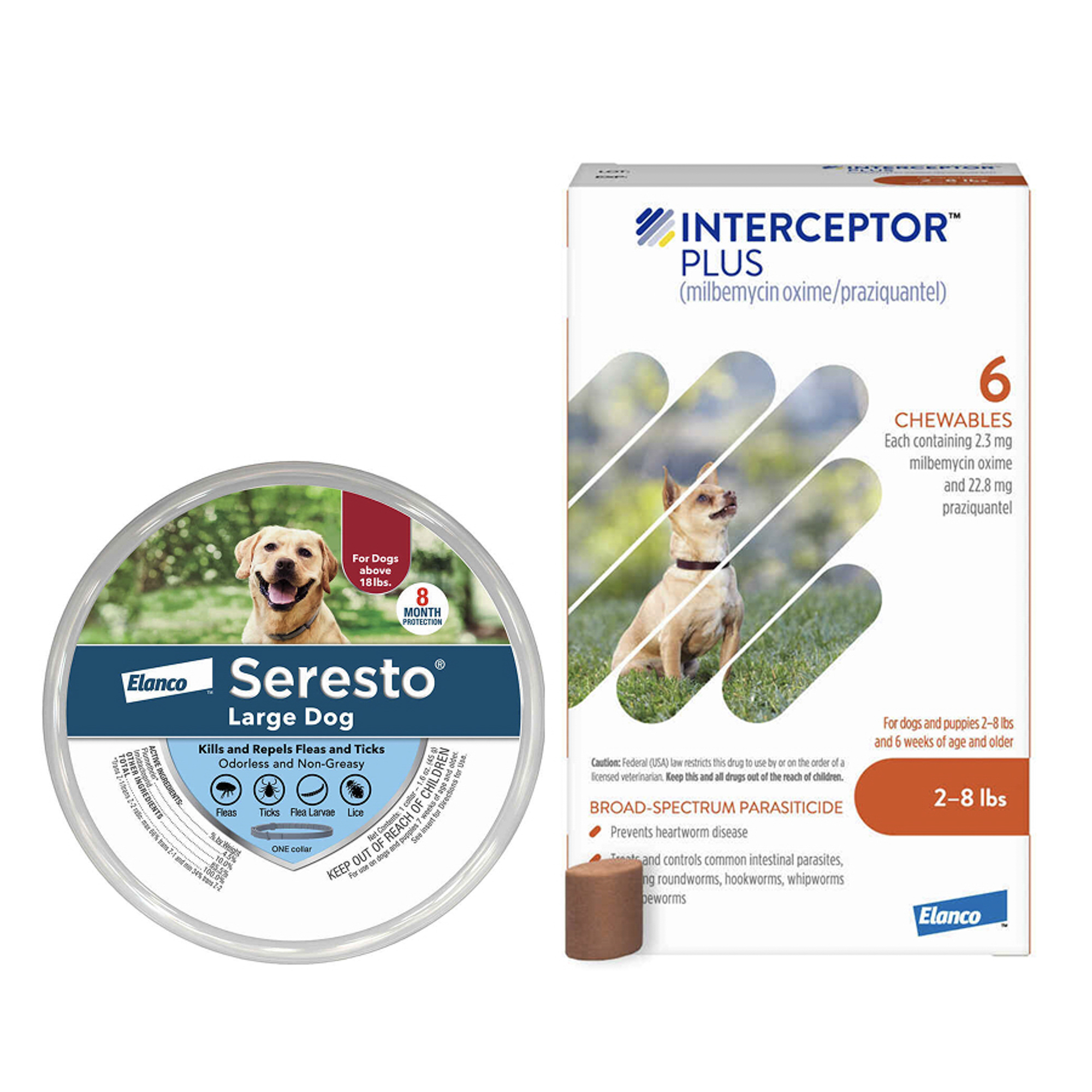 Bundle: Seresto + Interceptor Plus - Flea, Tick, & Heartworm Prevention Bundle for Dogs-product-tile
